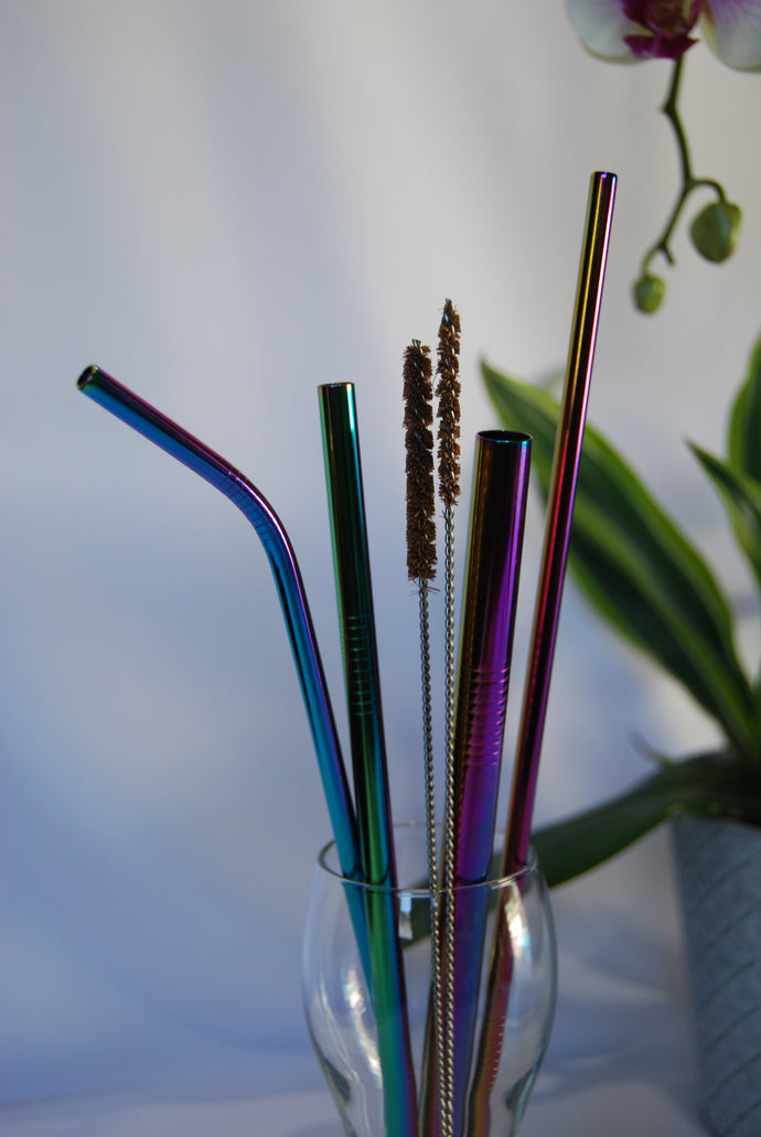 Iridescent Rainbow color stainless steel straws